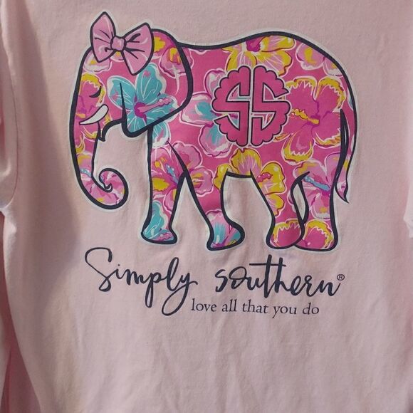 Simply Southern pink elephant long sleeve tee shirt M - Picture 4 of 5